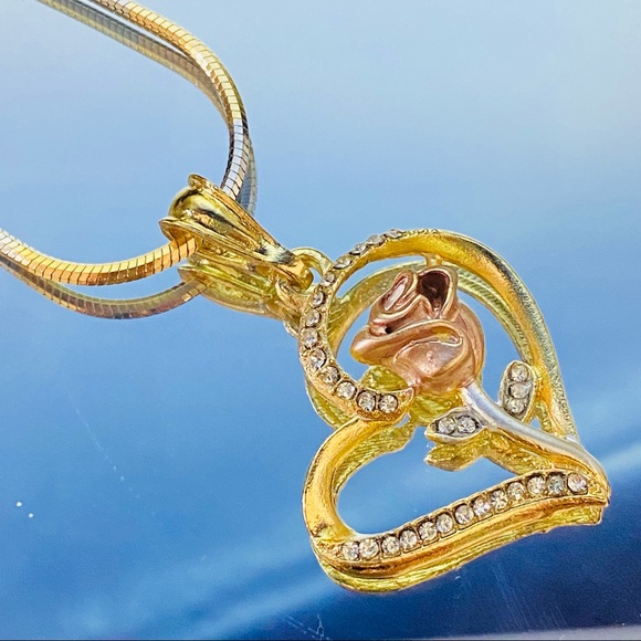 Two Tone Heart Necklace - Picture 5 of 7